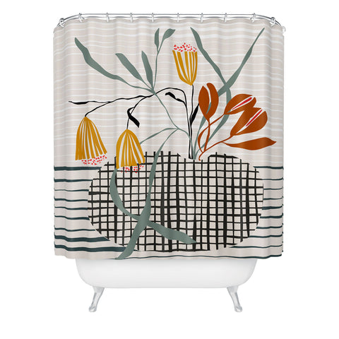 DESIGN dannick midcentury plant pot Shower Curtain