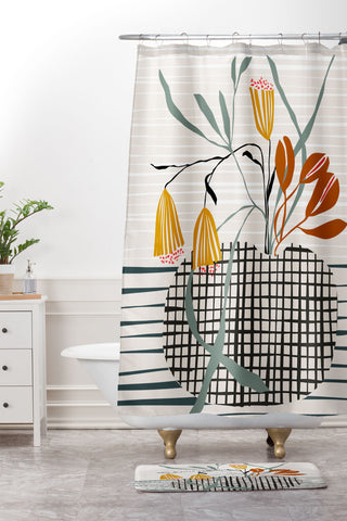 DESIGN d´annick midcentury plant pot Shower Curtain And Mat