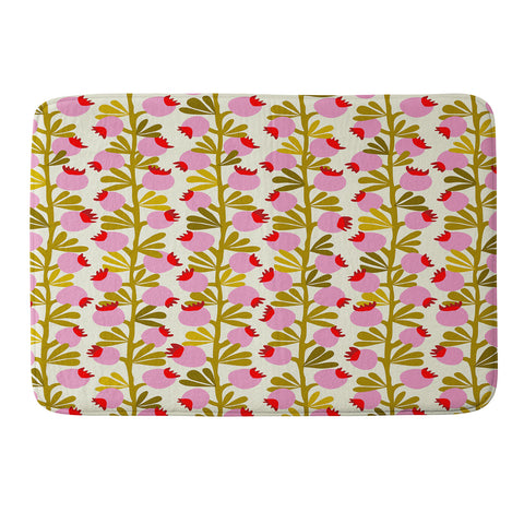 DESIGN dannick Minimal nordic flower pink Memory Foam Bath Mat