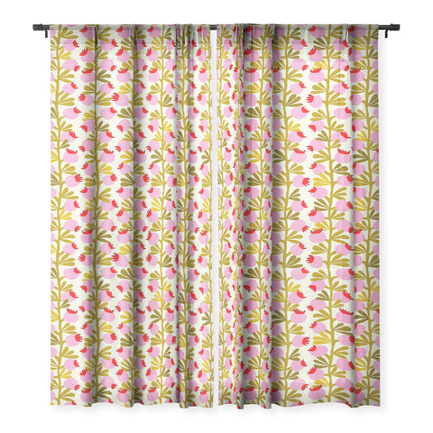 DESIGN dannick Minimal nordic flower pink Sheer Non Repeat