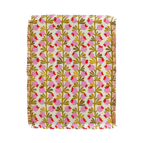 DESIGN dannick Minimal nordic flower pink Throw Blanket