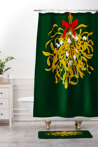 DESIGN dannick Mistletoe for Christmas Shower Curtain And Mat