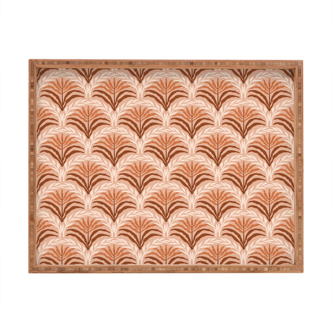 DESIGN dannick Palm leaves arch pattern rust Rectangular Tray