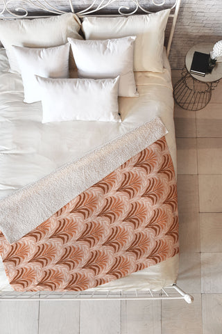 DESIGN d´annick Palm leaves arch pattern rust Fleece Throw Blanket