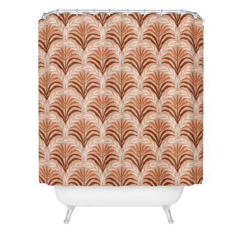 DESIGN dannick Palm leaves arch pattern rust Shower Curtain