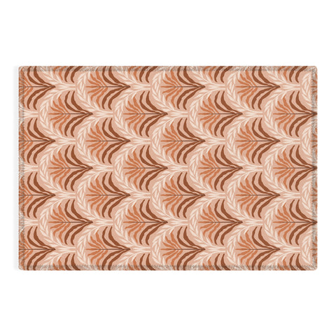 DESIGN dannick Palm leaves arch pattern rust Outdoor Rug