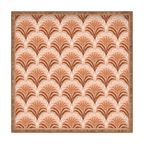 DESIGN dannick Palm leaves arch pattern rust Square Tray