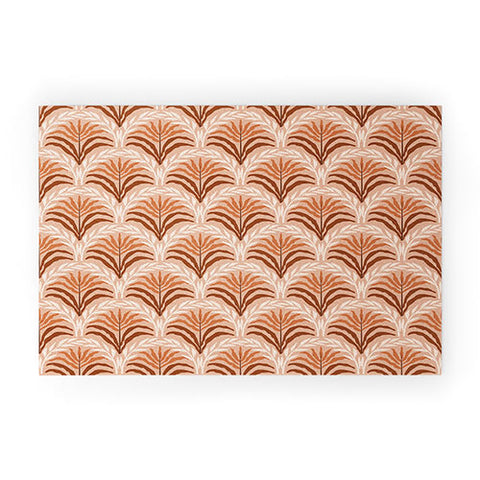DESIGN dannick Palm leaves arch pattern rust Welcome Mat