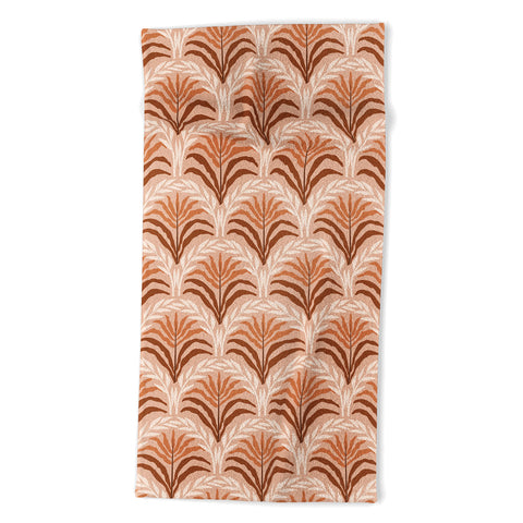 DESIGN dannick Palm leaves arch pattern rust Beach Towel