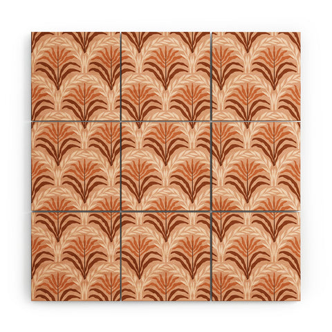 DESIGN dannick Palm leaves arch pattern rust Wood Wall Mural