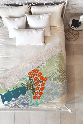 DESIGN d´annick Palm tree leaf Bouquet Fleece Throw Blanket