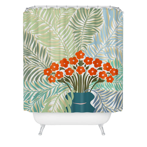 DESIGN dannick Palm tree leaf Bouquet Shower Curtain