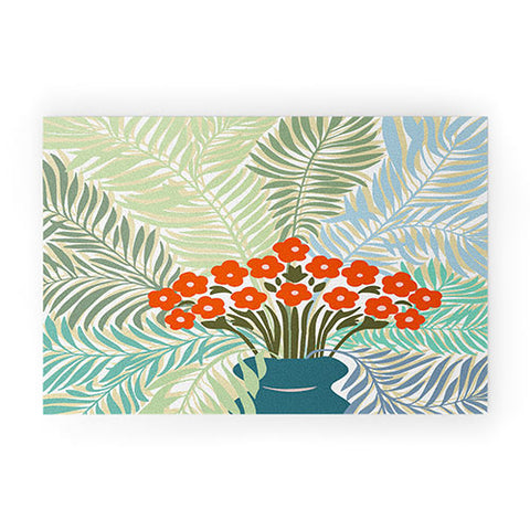 DESIGN d´annick Palm tree leaf Bouquet Welcome Mat