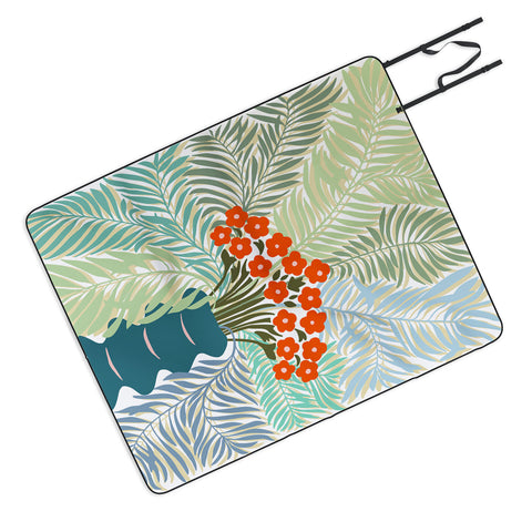 DESIGN dannick Palm tree leaf Bouquet Picnic Blanket