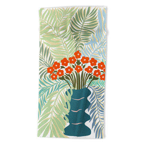 DESIGN dannick Palm tree leaf Bouquet Beach Towel