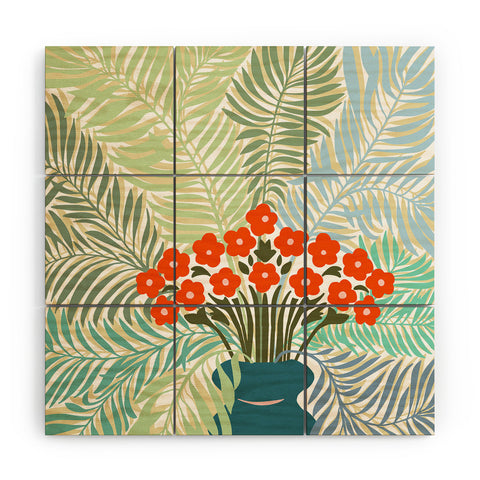 DESIGN d´annick Palm tree leaf Bouquet Wood Wall Mural
