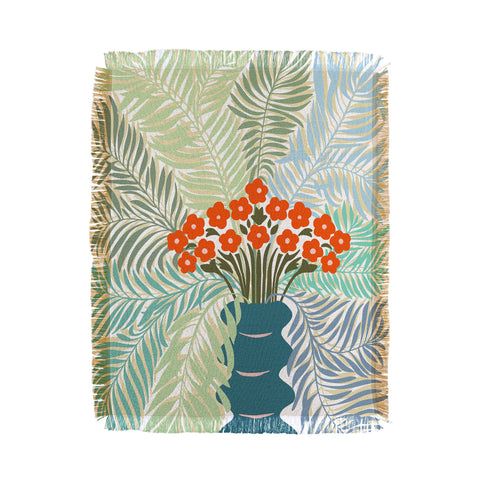 DESIGN dannick Palm tree leaf Bouquet Throw Blanket