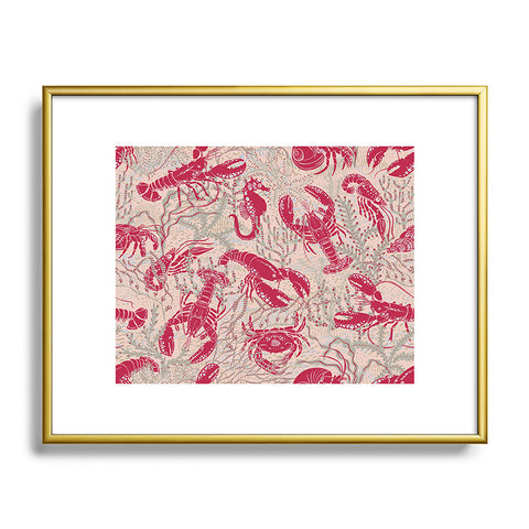 DESIGN dannick Red Lobster Viva Magenta Metal Framed Art Print