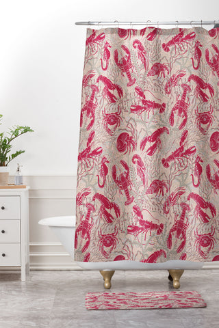 DESIGN d´annick Red Lobster Viva Magenta Shower Curtain And Mat