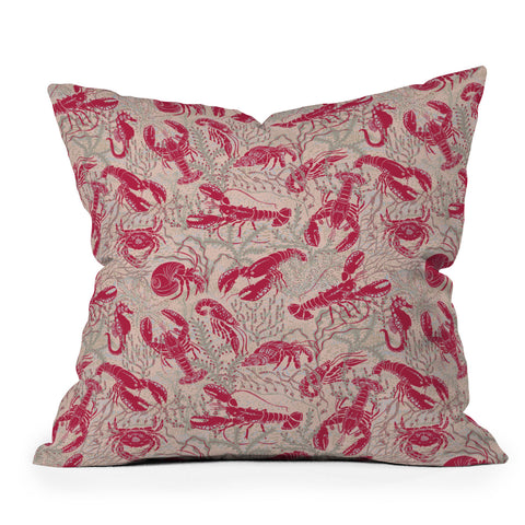DESIGN dannick Red Lobster Viva Magenta Outdoor Throw Pillow