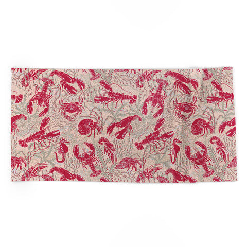 DESIGN dannick Red Lobster Viva Magenta Beach Towel