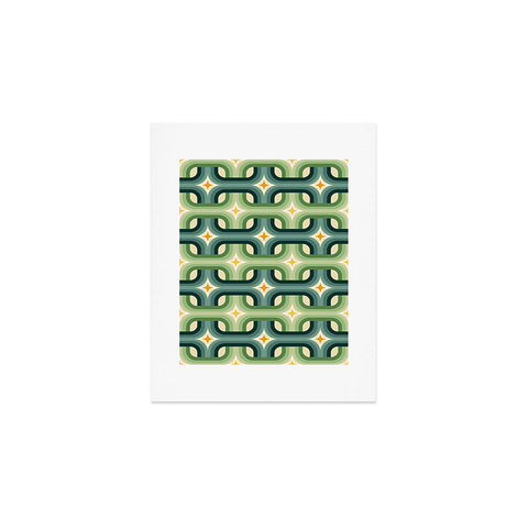 DESIGN dannick Retro chain pattern teal Art Print