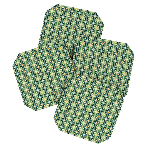 DESIGN dannick Retro chain pattern teal Coaster Set