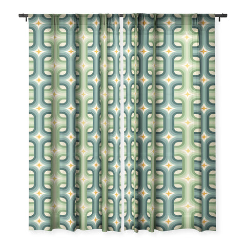 DESIGN dannick Retro chain pattern teal Sheer Non Repeat