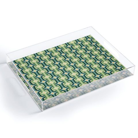 DESIGN d´annick Retro chain pattern teal Acrylic Tray