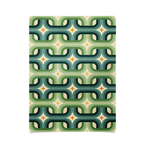 DESIGN dannick Retro chain pattern teal Poster