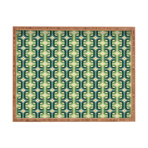 DESIGN dannick Retro chain pattern teal Rectangular Tray