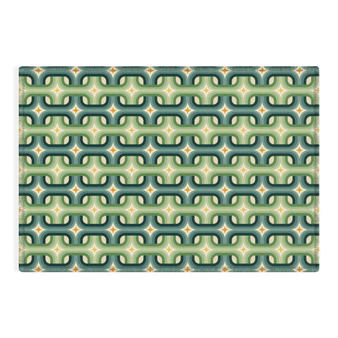 DESIGN dannick Retro chain pattern teal Outdoor Rug