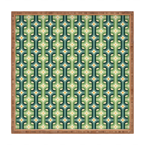 DESIGN d´annick Retro chain pattern teal Square Tray