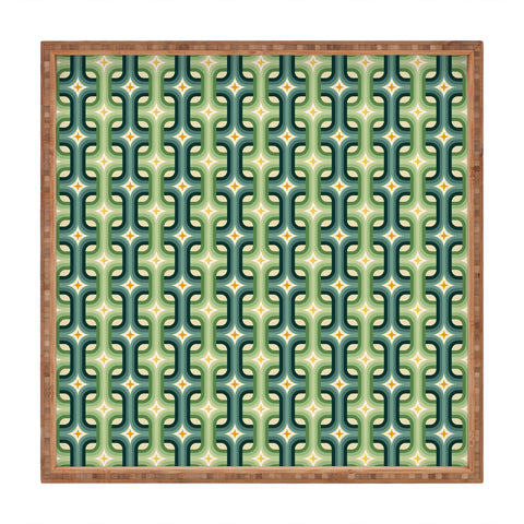 DESIGN dannick Retro chain pattern teal Square Tray
