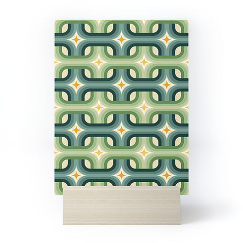 DESIGN dannick Retro chain pattern teal Mini Art Print