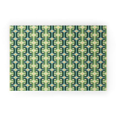 DESIGN dannick Retro chain pattern teal Welcome Mat