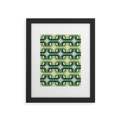 DESIGN dannick Retro chain pattern teal Framed Art Print