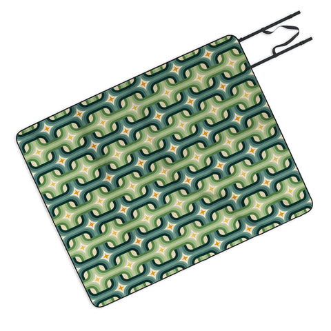 DESIGN dannick Retro chain pattern teal Picnic Blanket
