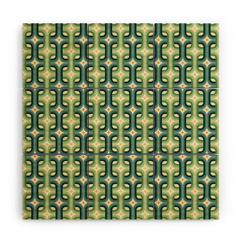 DESIGN dannick Retro chain pattern teal Wood Wall Mural