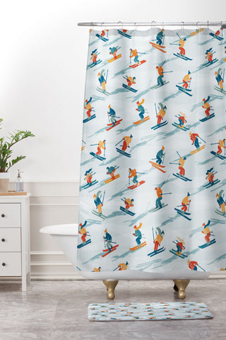 DESIGN dannick Retro Sportive Ski alpine light Shower Curtain And Mat
