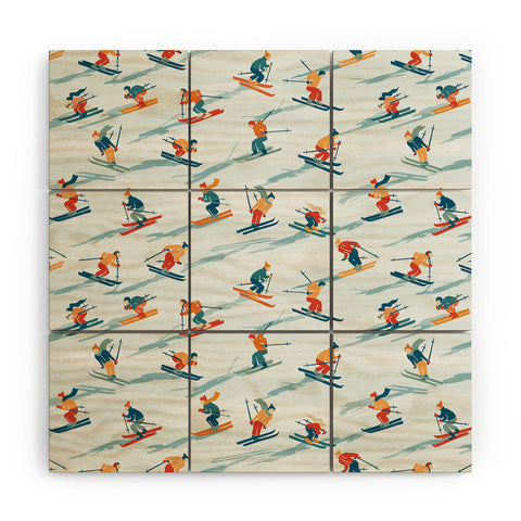 DESIGN dannick Retro Sportive Ski alpine light Wood Wall Mural