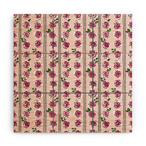 DESIGN d´annick romantic rose pattern sweet Wood Wall Mural