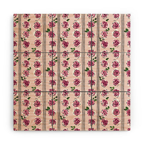 DESIGN dannick romantic rose pattern sweet Wood Wall Mural