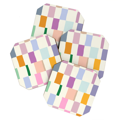 DESIGN dannick Summer check hand drawn Coaster Set