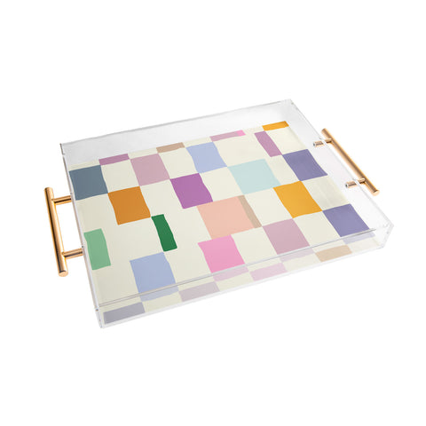 DESIGN dannick Summer check hand drawn Acrylic Tray