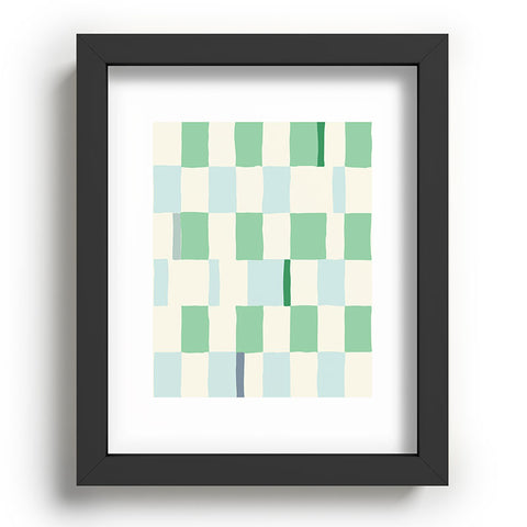 DESIGN dannick Summer check hand drawn mint Recessed Framing Rectangle
