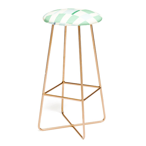 DESIGN dannick Summer check hand drawn mint Bar Stool