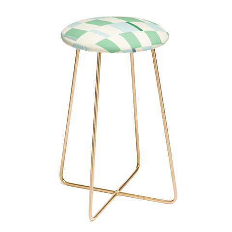 DESIGN dannick Summer check hand drawn mint Counter Stool
