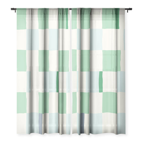 DESIGN d´annick Summer check hand drawn mint Sheer Non Repeat