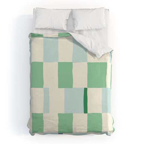 DESIGN dannick Summer check hand drawn mint Duvet Cover